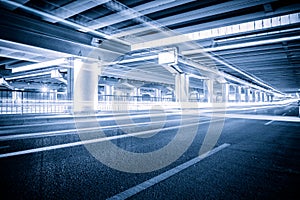 Light traces on traffic junctions at night