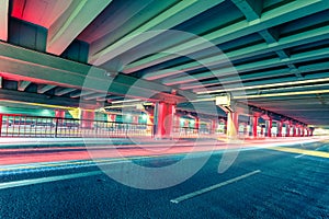 Light traces on traffic junctions at night
