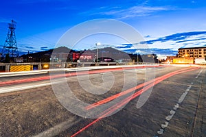 Light traces on traffic junctions at night
