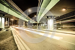 Light traces on traffic junctions at night