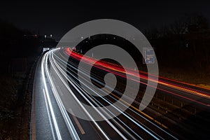 Light tracks of cars on a motorway, Germany