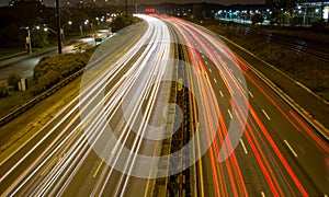 Light trail on a busy motorway