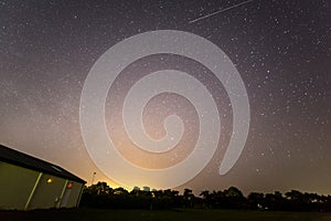 Light Trail of Starlink Satellites from SpaceX showing them flying over the UK