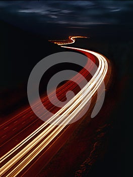 Light trails along motorway at night