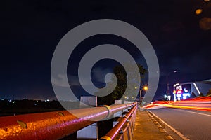 Light trails from cars crossing the bridge in cilegon