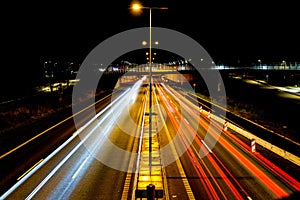 Light trails in Copenhagen on a highway