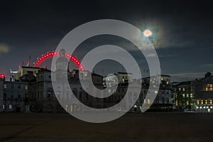 Light trails and the full moon in London at night -3