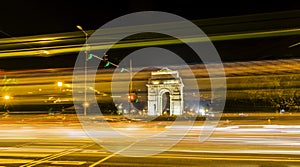 Light trails and Gateway of India in background