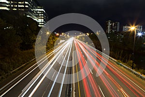 Light trails on a highway photo