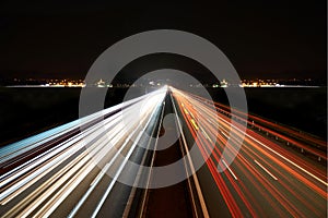 light trails on highway symmetrical