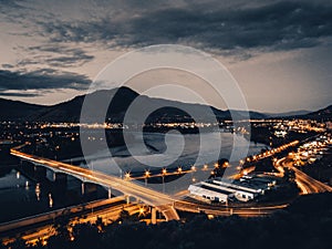 Light Trails in Kamloops British Columbia at Sunset