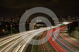 Light trails on the Kapiolani exit to the motorway