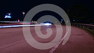 light trails on motorway highway at night