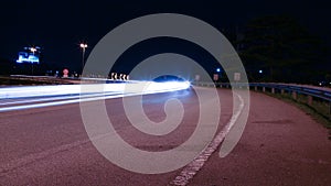 light trails on motorway highway at night