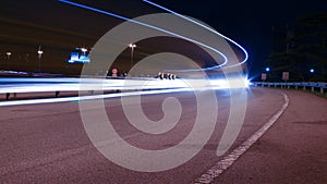 light trails on motorway highway at night