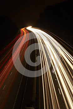 Light Trails On A Motorway At Night