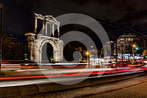 Light trails of moving cars