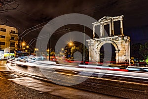 Light trails of moving cars