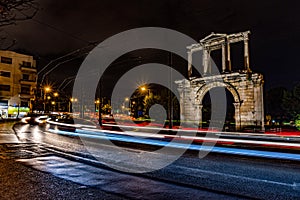 Light trails of moving cars