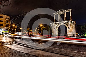 Light trails of moving cars