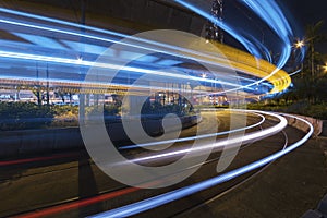 Light trails of night traffic