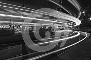 Light trails of night traffic