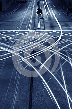 Light trails of night traffic