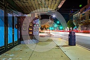 Light trails and the old movie theater in Hanover, Pennsylvania