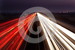 Light trails over a motorway photo