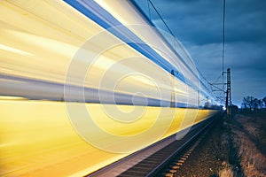 Light trails of passenger train