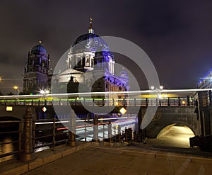Light Trails Passing the Berliner Dom
