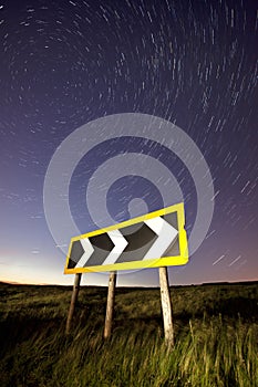 Light trails on a rural road, cat and fiddle