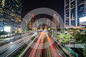 Light trails on rush hour traffic at night