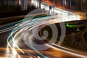 light trails on the steet
