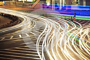 Light trails on the street