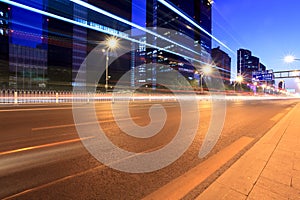 The light trails on the street in beijing