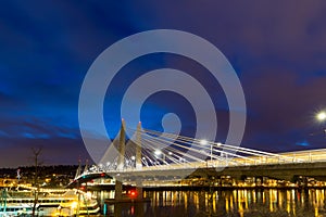 Light Trails on Tilikum Crossing at Blue Hour