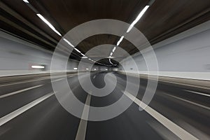 Light trails in tunnel