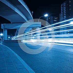 Light trails under the viaduct