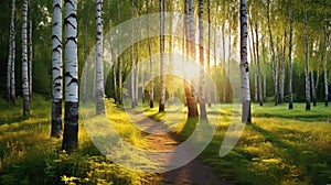 light trees and sun and path