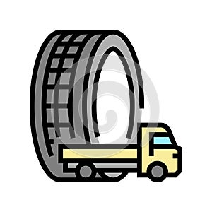 light truck tires color icon vector illustration