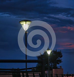 The light of TTe lanterns make the beautiful blue sunset sky shine