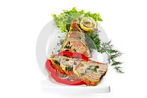 Light tuna served on plate