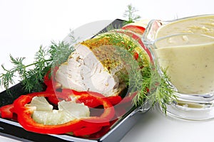 Light tuna served on plate