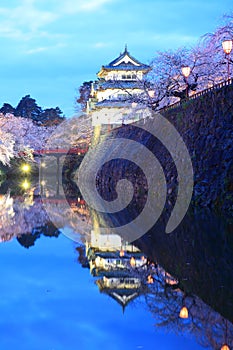 Light up of Hirosaki castle and cherry blossoms