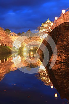 Light up of Hirosaki castle and cherry blossoms