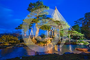 Light-up of Kenrokuen Garden and Kanazawa Castle Park in Kanazawa, Japan