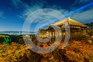 Light up laser show at kiyomizu dera temple