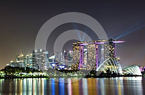 Light Up Laser Show of Marina Bay Sands Hotel at Marina Bay, Singapore