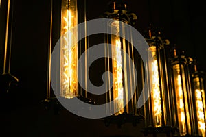 Light vintage bulbs lantern in loft style